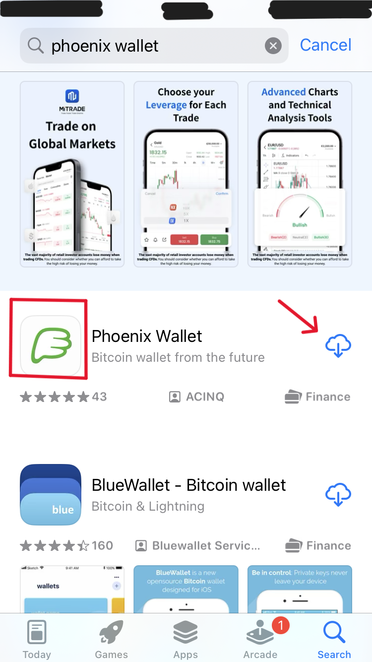 image of phoenix wallet in app store