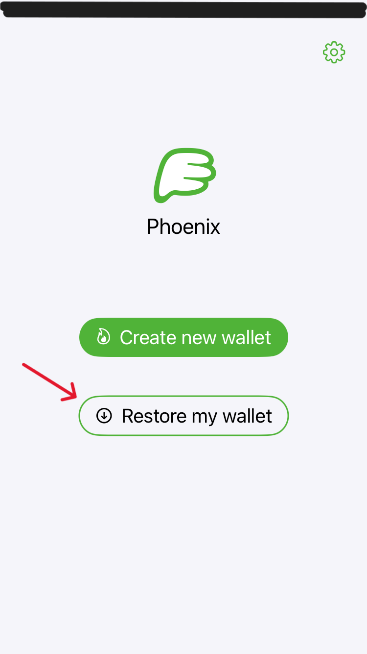 image of phoenix wallet recovery screen