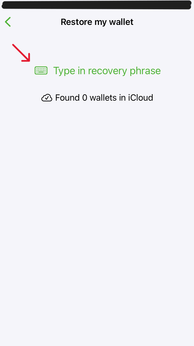 image of phoenix wallet recovery screen
