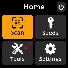 image of seedsigner main menu view