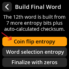 image of seedsigner main menu view