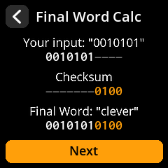 image of seedsigner main menu view