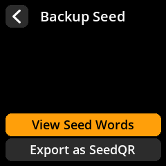 image of seedsigner main menu view