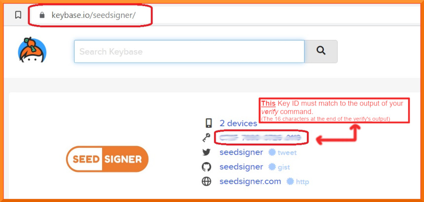 you find the key on keybase.io/SeedSigner next to the key symbol
