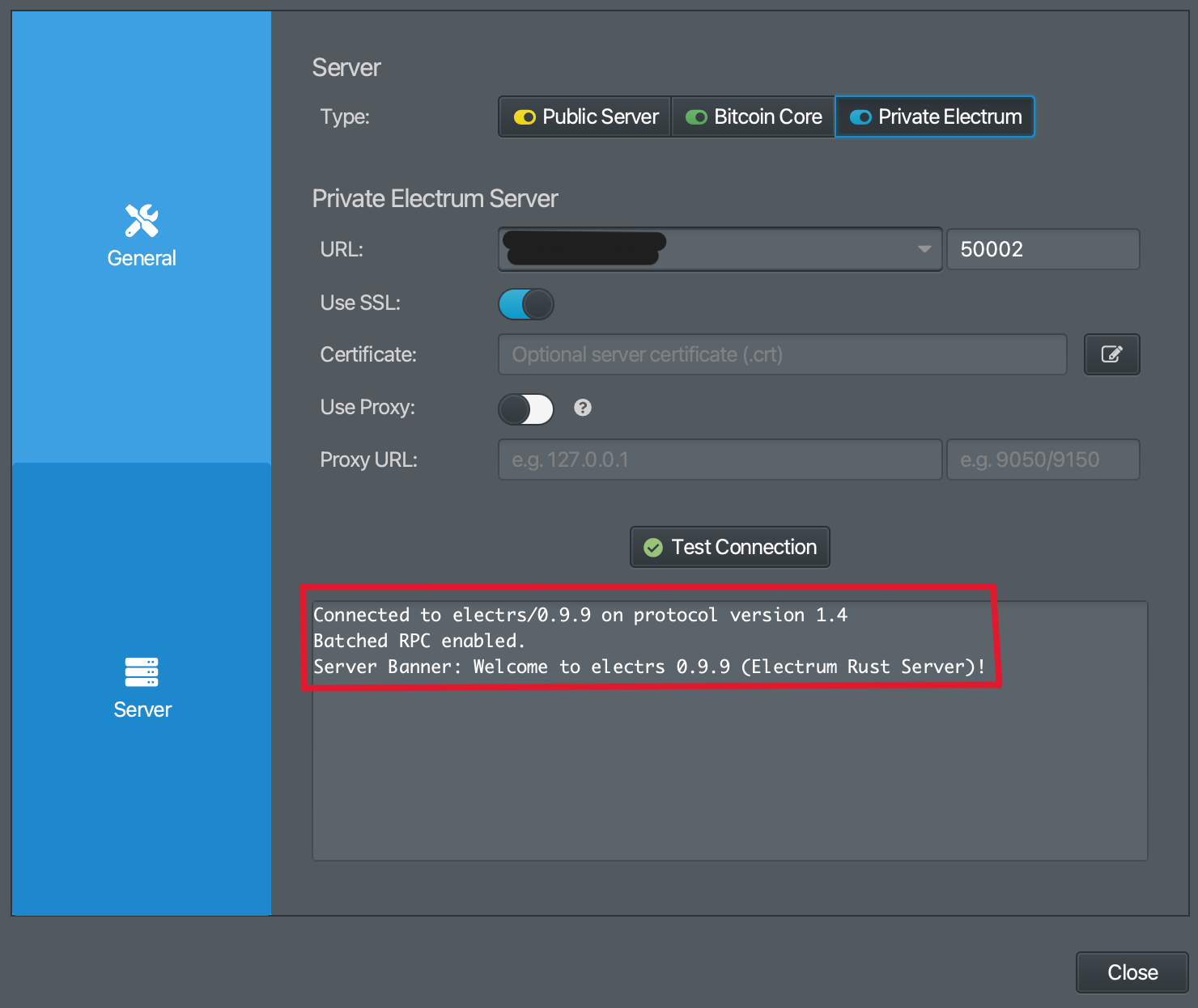 image of sparrow server screen succesfull connection