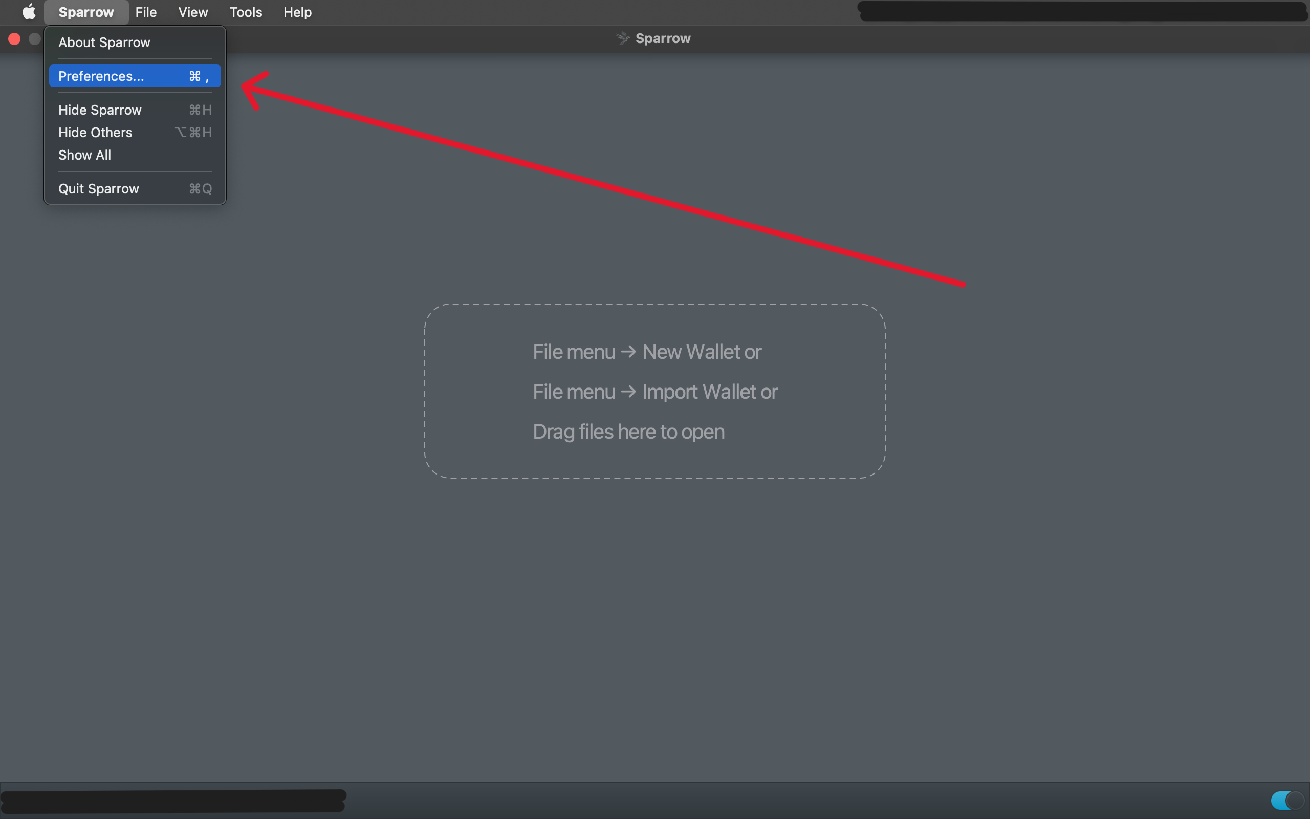 image of sparrow wallet creation screen