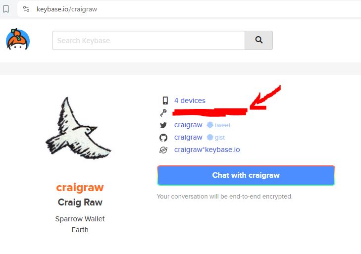you find the key on keybase.io/craigraw next to the key symbol